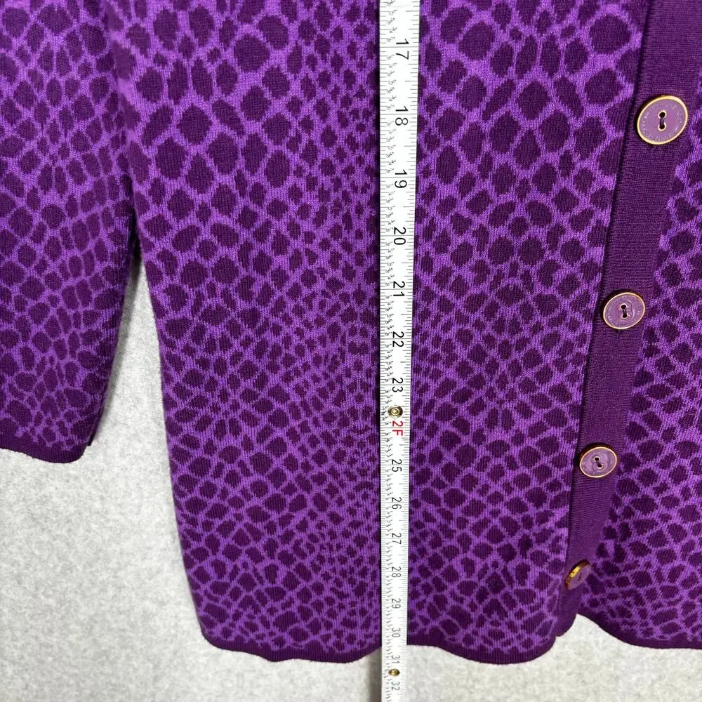 Isaac Mizrahi Sweater Womens Large‎ Purple Animal Snake Print Long Quirky Whimsy